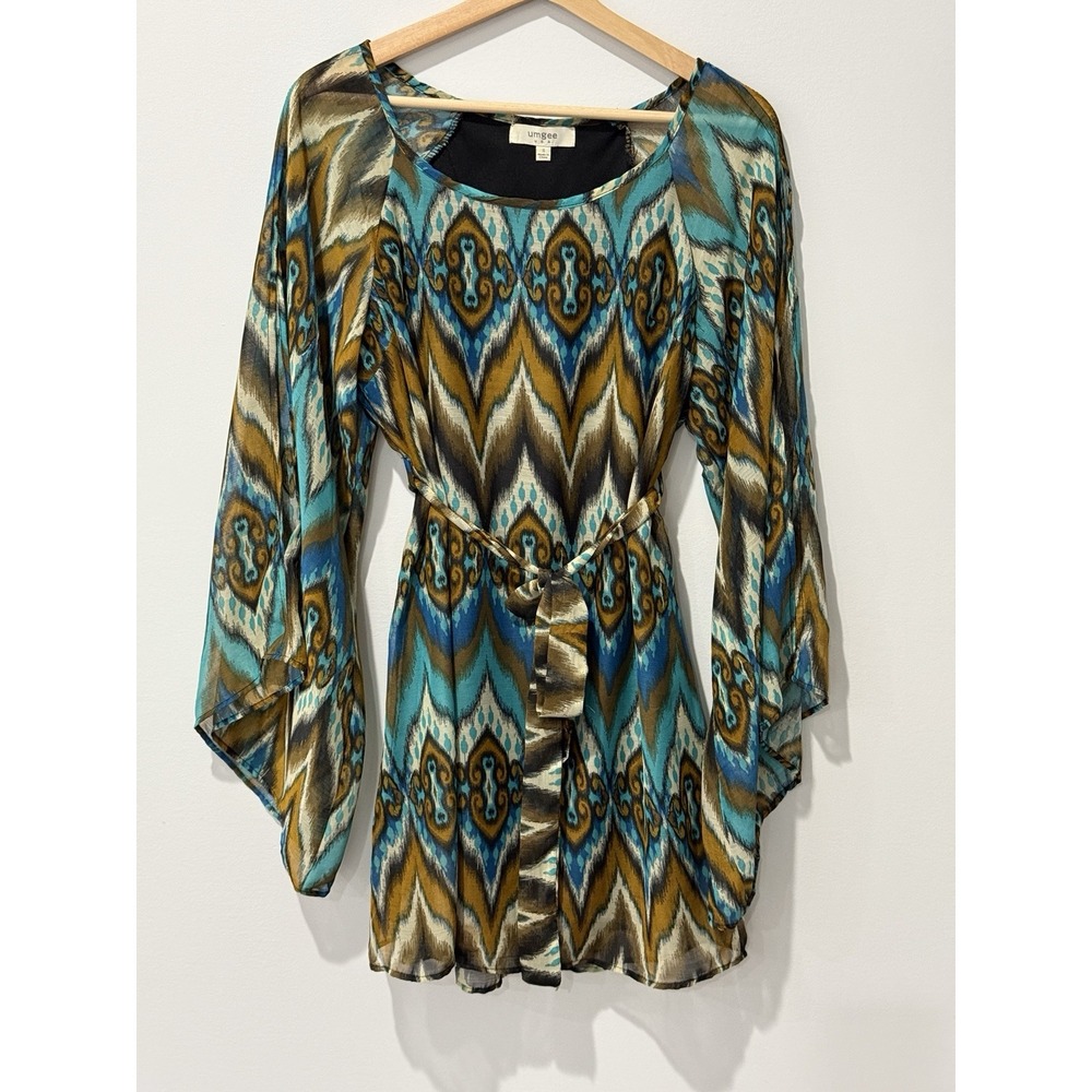 Umgee Dress Women Small Boho Split Sleeve Festival Hippie Tribal Western Country